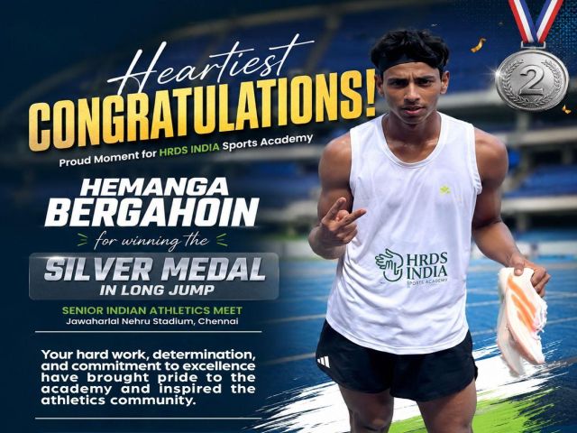 ​HRDS INDIA Sports Academy Athlete Hemanga Borgohain Wins Silver at Senior Indian Athletics Meet in Chennai